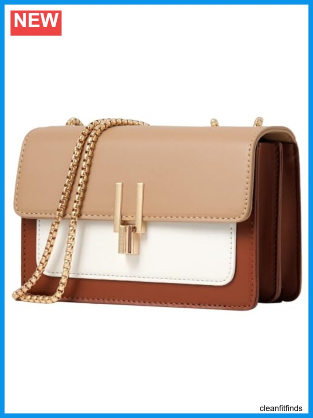 Color Block Faux Leather Crossbody Bag, Women's Designer Handbag with